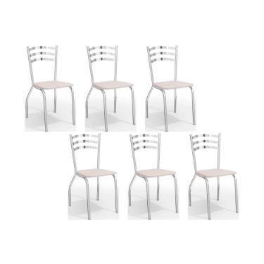 Imagem de Kit 6 Cadeiras De Cozinha Portugal C007 6 Un Cromada Branco 106