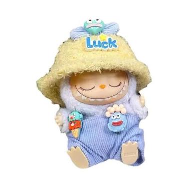 Imagem de 17cm Labubu Mini Boneca De Pelúcia Roupas Vinil Boneca Pingente Tubarã