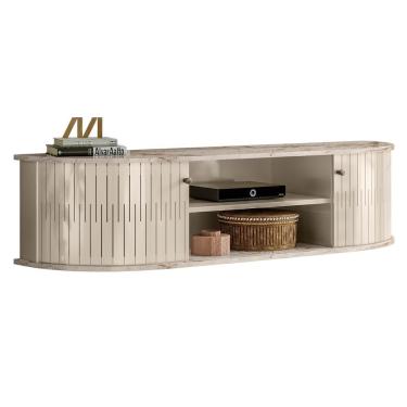 Imagem de Rack Bancada Para Tv 60 Pol Suspenso 136cm Helena M01 Calacata/off White - Mpozenato