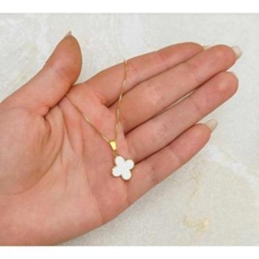 Imagem de Colar Trevo Folheado a prata925 e Ouro 18k - SEM MARCA, Dourado branco