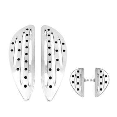 Imagem de CARGLETRUE Conjunto De Estribos Dianteiros E Traseiros Para Motocicleta, Pedais Vazados, Apoios Os Pés, Compatível Com Harley Touring, Electra Glide Road King Street, 2 Pares (Cor: Cromado)