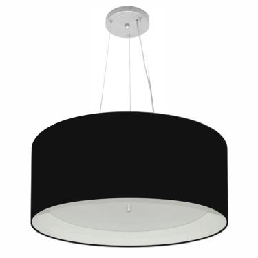 Imagem de Lustre Pendente Cilíndrico Md-4145 Cúpula Forrada em Tecido 50x25cm Preto / Branco - Bivolt