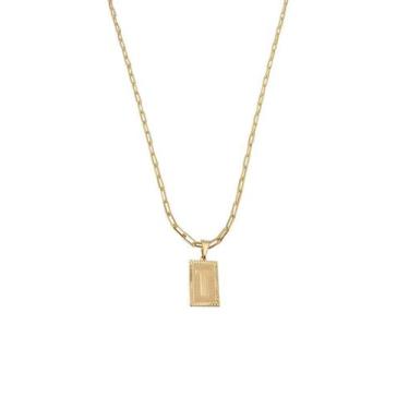 Imagem de Cordão 50Cm Masculino Feminino Pingente Letra T Banhado Ouro - Anaisa 