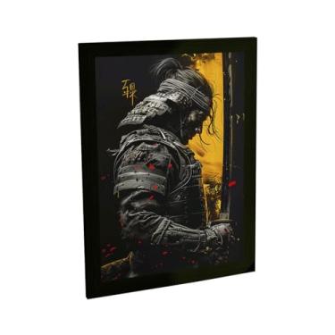 Imagem de Quadro Decorativo Anime Samurai Ilustração Amarelo Decoração Poster Quarto Sala