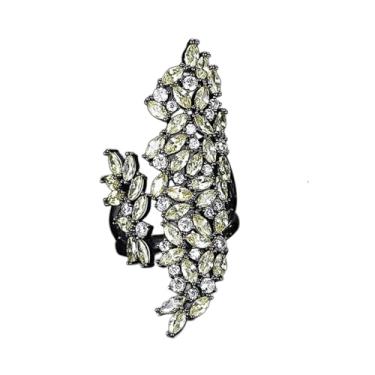 Imagem de OIDIMS Anel feminino com strass amarelo para festas de cristal gótico exclusivo ajustável para festa de formatura moda zircônia cúbica aberta legal aliança de banquete de casamento joia de ajuste