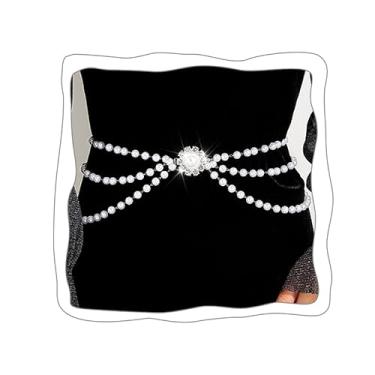 Imagem de Uranian Correntes de cintura de pérola em camadas para o corpo cinto com contas para barriga de biquíni cinto para mulheres, Free Size, Plástico, Sem Pedra Preciosa