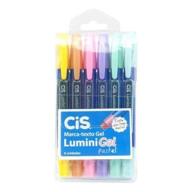 Imagem de Estojo Cis Marca Texto Lumini Gel Pastel  6 Cores