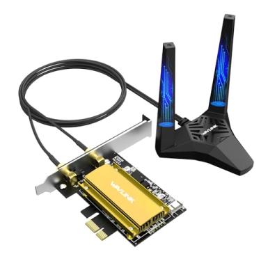 Imagem de WAVLINK Placa WiFi PCIe WiFi 6E com antenas magnéticas, placa de rede sem fio AX5400 Tri-Band 2025 com Bluetooth 5.3, chip AX210, MU-MIMO, WPA3, OFDMA, suporte de perfil baixo, dissipador de calor