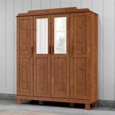 Imagem de Guarda Roupa Roupeiro 4 Portas com Espelho Linha Cobre 1272C Castanho Finestra