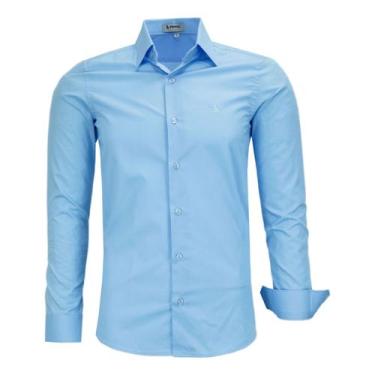 Imagem de Camisa Social Amil Masculina Slim Manga Longa Algodão 1796, Azul bebê,