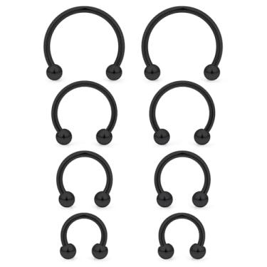 Imagem de Vqoxaggi 8 peças anéis de septo 16G aço inoxidável nariz septo brinco ferradura sobrancelha lábio piercing joia para mulheres homens diâmetro interno 6 mm/8 mm/10 mm/12 mm, Metal, aço inoxidável