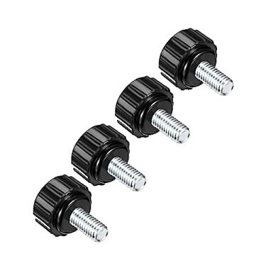 Imagem de CoCud Puxadores de aperto serrilhados, rosca macho M5 x 10 mm cabeça de 16 mm, parafusos de aperto de parafuso de polegar de plástico termofixo preto - (Aplicações: para máquinas de torno), 4 peças