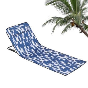 Imagem de Espreguiçadeira de Praia, Espreguiçadeira Portátil, Com Apoio De Cabeça Encosto Tapete De Bronzeamento 160x52x38 cm Para Piscina Campismo Beira-Mar Jardim Família Quintal