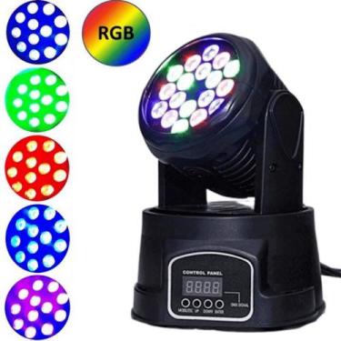 Imagem de Canhão Moving Head Potência 80W Cabeça Giratória 18 Leds Rgb Strobo LK