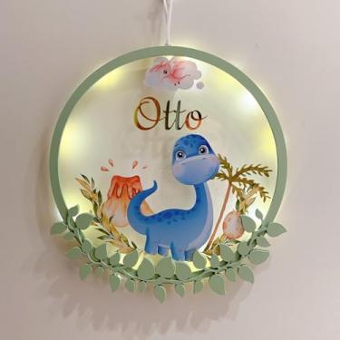 Imagem de Porta Maternidade Dinossauro Acrílico e Espelho Led