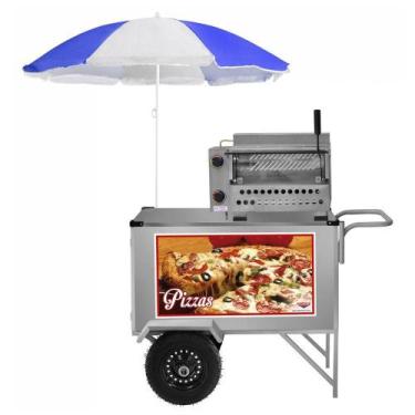 Imagem de Carrinho de Pizza e Mini Pizza Cefaz Inox Rodas Pneumáticas L30P/GS