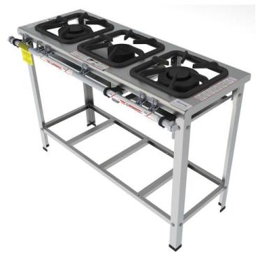 Imagem de Fogão Industrial Inox Gastromaq 3 Bocas Linha Mista FGI303LM