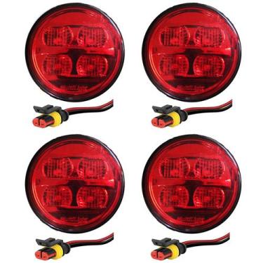 Imagem de 4 Lanterna Ônibus Caminhão Carreta 70mm 4 Led VM BIVOLT +Conector - Mu