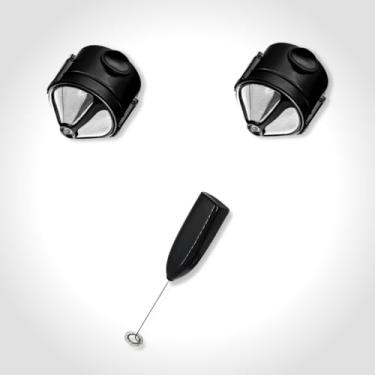 Imagem de 2 Mini Filtros Coadores de Café Premium Individual Portátil Reutilizável Com Suporte Dobrável + 1 Mini Mixer para fazer espuma