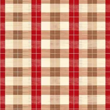 Imagem de Tecido Tricoline digital Fernando Maluhy Xadrez vermelho, marrom e bege 50 x 150 cm