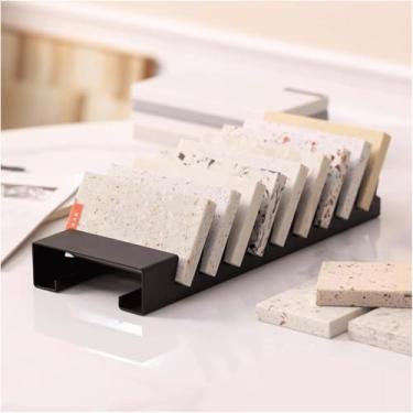 Imagem de Amostra De Rack De Exibição De Azulejos De Mesa Quartzo Pedra Mármore Suporte De Amostra Piso Azulejo Suporte De Exibição De Metal Com 9 Slots Para Cartões Prateleira Organ, Black