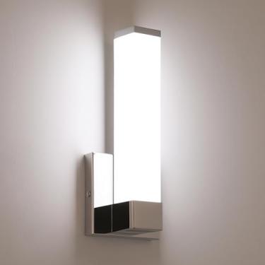 Imagem de Arandela de parede LED moderna de 12 watts, luminária para cima e para baixo em branco frio cromado, luz de quarto com fio para corredores, quartos, sala de estar - luzes de parede internas