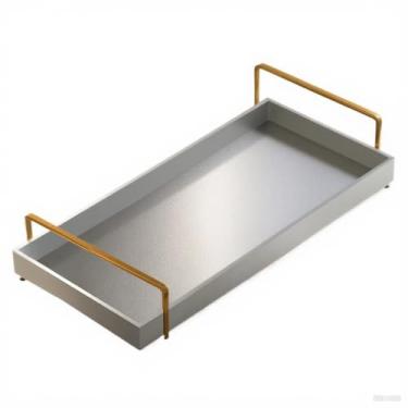 Imagem de Bandeja Decorativa Para Taças Bar e outros com Alça Dourada(Branca com Alça Dourada)