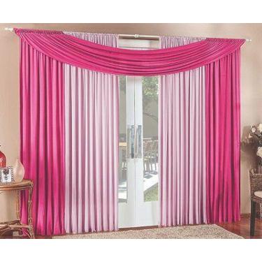 Imagem de Cortina para Sala e Quarto Pink e Rosa 2,00 x 1,70 Malha Alana - Rose 