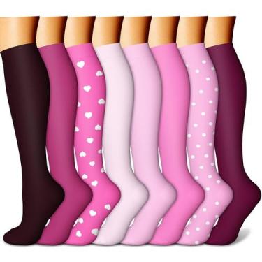 Imagem de Meias de compressão CHARMKING 8 pares de 15-20 mmHg para mulheres e ho