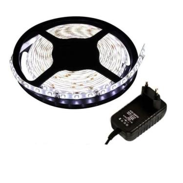 Imagem de Fita Super Led 5050 Branco Frio 300 Leds 5m Com Fonte - DW
