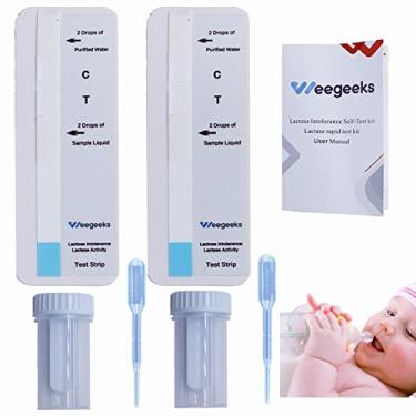 Imagem de 2 tiras de teste de intolerância à lactose em casa para adultos e crianças teste de atividade de lactase teste de sensibilidade alimentar