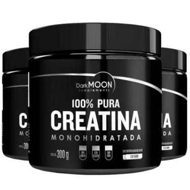 Imagem de Kit 3x Suplemento em Pó 100% Creatina Pura Monohidratada Pote 300g (cada) Sem Sabor - Creatina 100% Pura Máximo Desempenho - Darkmoon Supplements
