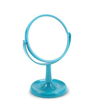 Imagem de Espelho de mesa, espelho cosmético, espelho de maquiagem, espelho de ampliação de mesa, portátil, portátil, espelho de maquiagem dupla face (azul)