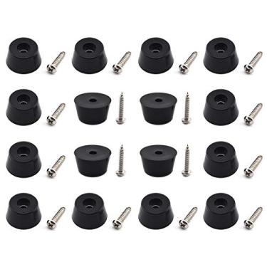 Imagem de Pacote com 16 pés de borracha SDTC Tech com arruela de aço inoxidável integrada, almofadas de móveis redondas antiderrapantes com parafusos correspondentes para tábua de corte, eletrônicos, amplificadores, armários, cadeiras, etc. - Preto, 19x15x11 mm