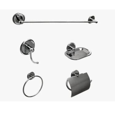 Imagem de Kit Acessórios Banheiro Metal Linha Chroma 5 pçs - Steel Designer