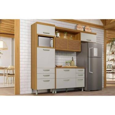 Imagem de Cozinha Modulada Completa Princesa 3 Peças (1aéreo+1balcão+1paneleiro) C3p20 Freijo-off White - Nesher