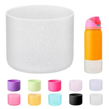 Imagem de Bluwing Bota de silicone para garrafa de água Owala 947 ml, parte inferior de manga protetora antiderrapante para garrafa de água isolada Owala 947 ml FreeSip/Twist/Flip (branco brilhante)