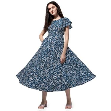 Imagem de OOMPH! Vestidos midi femininos Western & Fusion, Verde, G