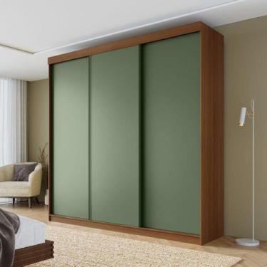 Imagem de Guarda-roupa Casal 3 Portas de Correr Lisas Samambaia Cabecasa Madeira