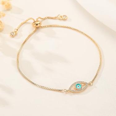 Imagem de Pulseira feminina banhada a ouro 14 quilates pérola trançada corda em camadas coração olhos estrela delicada pingente corrente não mancha, hipoalergênico, presente de aniversário personalizado joias