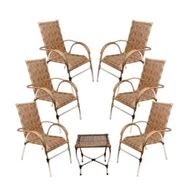Imagem de Kit 6 Cadeiras E Mesa Vênus Churrasco Trama Capuccino