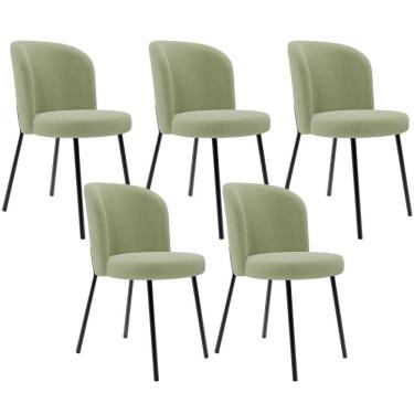 Imagem de Kit 5 Cadeiras Sala De Jantar Estofada Gavi L02 Bouclê Oliva Lyam Decor