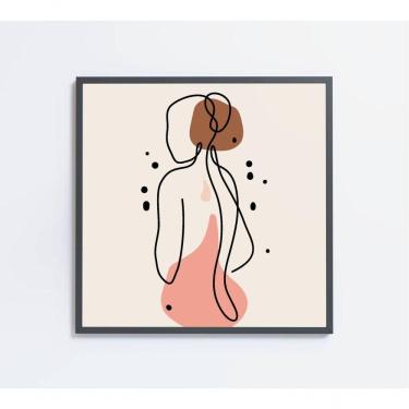 Imagem de Quadro Feminino Silhueta Costas Artística Contínua Medidas 60x60 Cm Impressão Adesivo Fotográfico