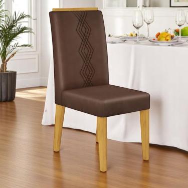 Imagem de Kit 02 Cadeiras De Jantar Estofada Yasmin Cedro Veludo Moca- Mabe Magazine