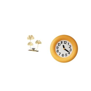 Imagem de Fenteer Conjunto de Estante com Escultura de Folha Moderna E Relógio de Parede Silencioso para Decoração Contemporânea de Quarto, Cozinha E Sala de Jantar. Ót