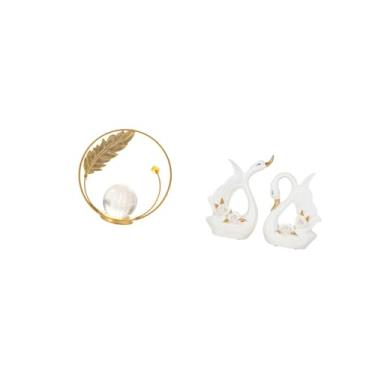 Imagem de Fenteer Elegante Escultura em Forma de Cisne de Cristal, Feita de Metal E Cerâmica, Ideal para Decorar de Entrada, Lareira, Quarto, Sala de Estar, Escrit