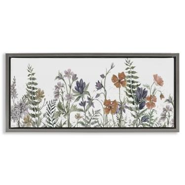 Imagem de Stupell Industries Arte de parede em tela flutuante com moldura dourada Blushing Summer Botanicals, design de Cindy Jacobs, 28 x 63 cm