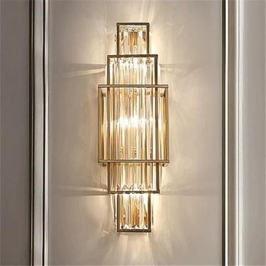 Imagem de Luminária de parede moderna e luxuosa em cristal com LED, ideal para sala de estar, quarto, cabeceira, casa de campo, hotel, escritório, escada e corredor (Estilo 35 D18H60CM)