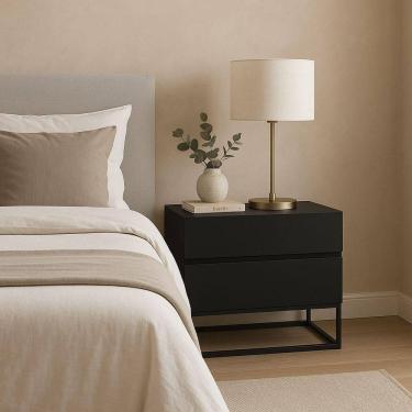 Imagem de Mesa De Cabeceira Industrial 60cm Base Preto Pé De Ferro Preto