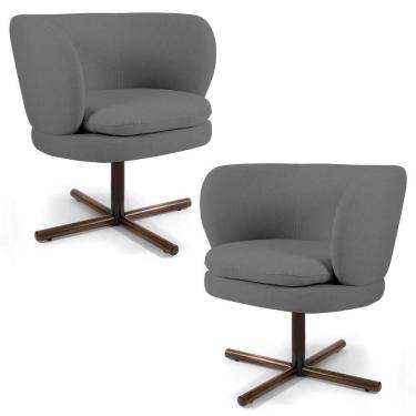 Imagem de Kit 2 Poltronas Decorativas Melissa Base Xis Giratória Veludo C-317 Cinza - Domi